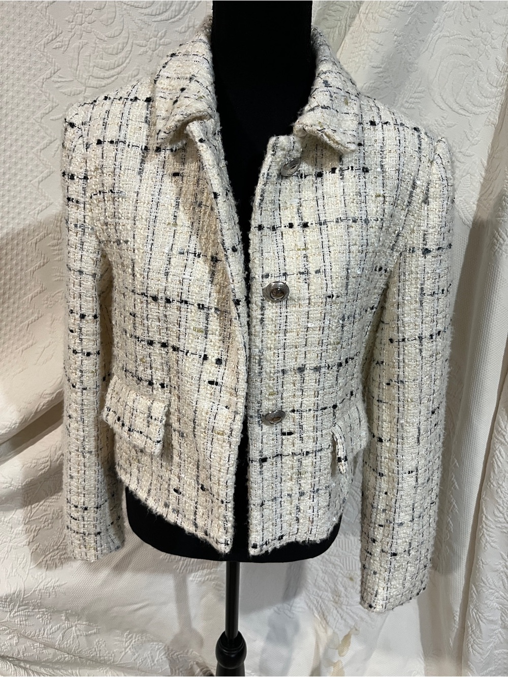 Zara Tweed Jacket with Black Check, size small